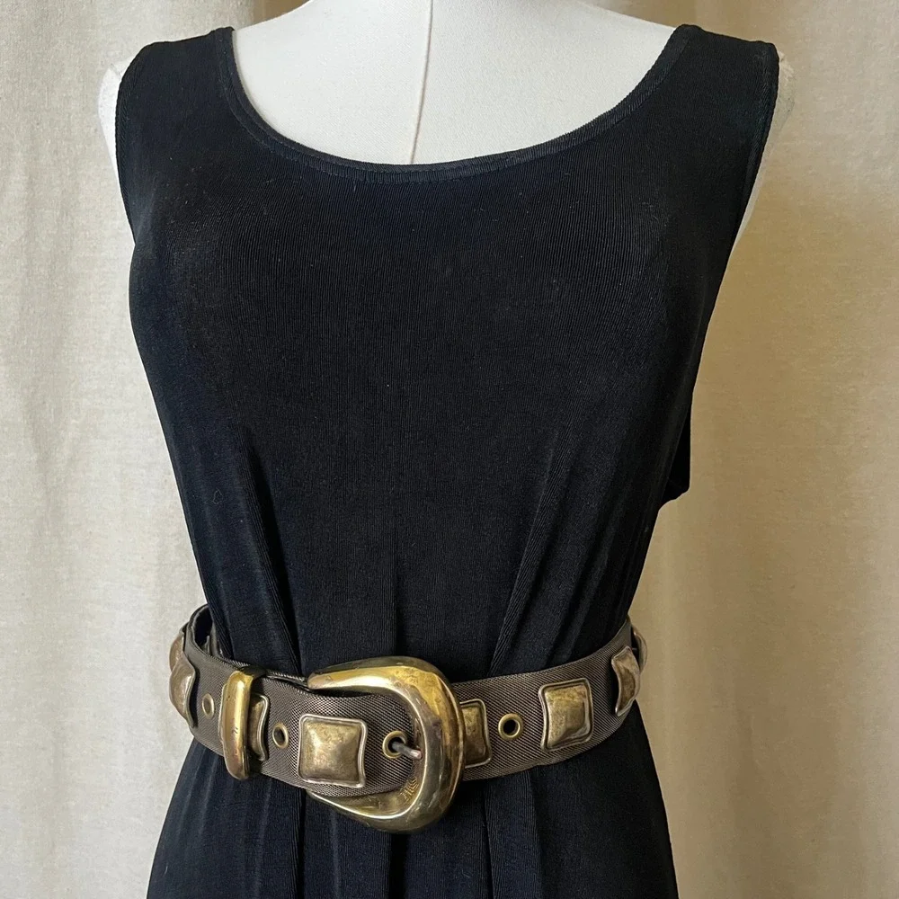 Nanni Milano 80/32 Studded Mesh‎ Leather Belt Italy Brass Buckle